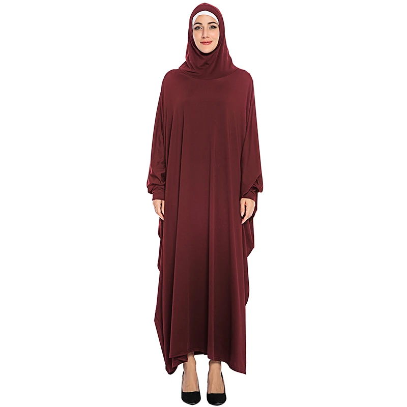 Burgundy abaya Siskakia, надземные Абая, большой размер, рукав "летучая мышь", мусульманский химар, однотонный, плюс размер, джилбаб, элегантные халаты для женщин, арабский, Новинка - Цвет: Burgundy abaya