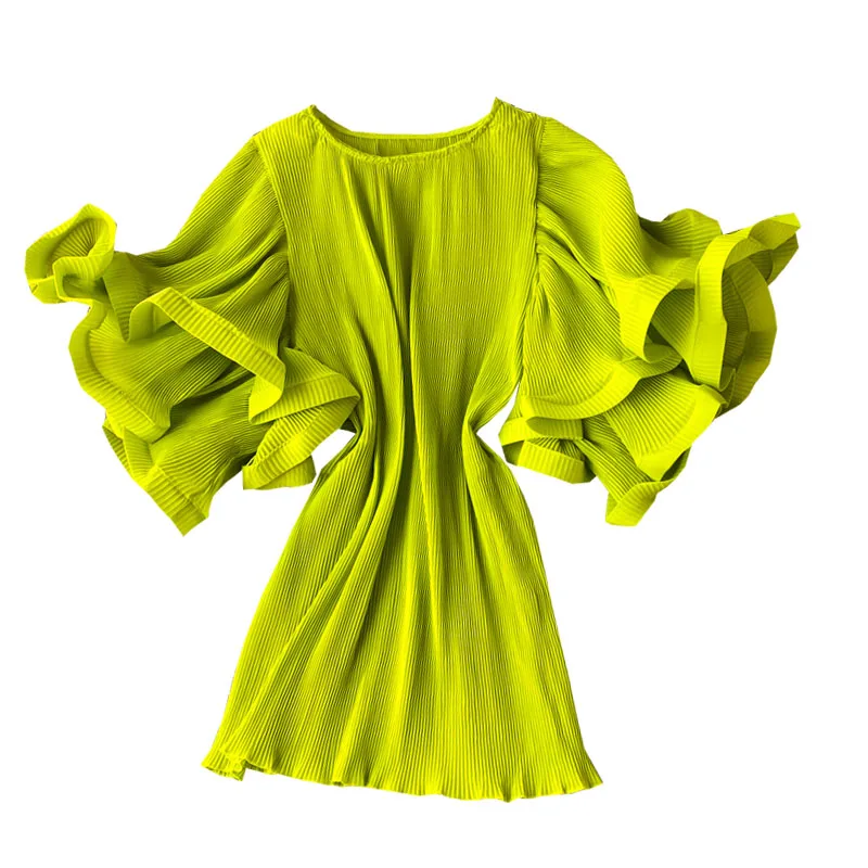 

Women's Shirt Ins Design Sense Butterfly Sleeve Loose Pleated Chiffon Female Summer Solid Tops 2020 New Tide Blouse ML876