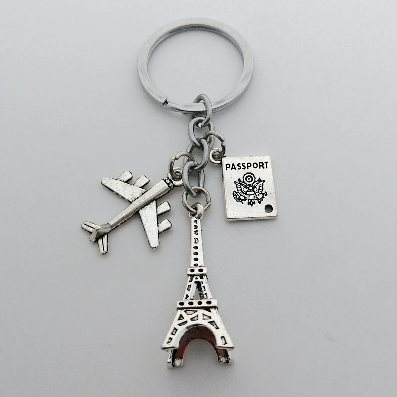 Брелок с башней аэроплан камера Паспортная открытка земляным замком брелок