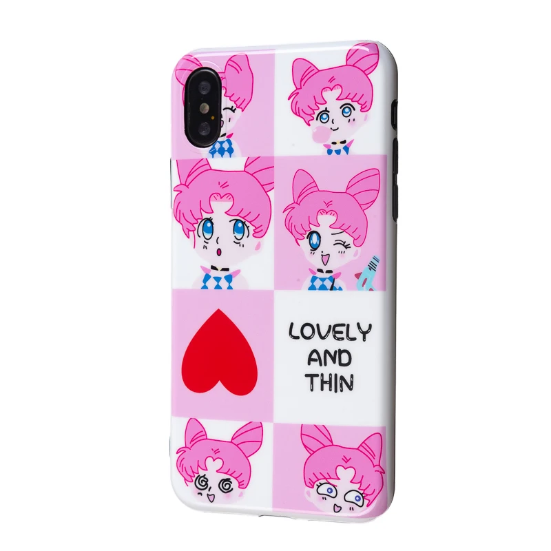 Luxury Glossy Soft Silicone Case for Apple iPhone X 10 XS Max XR 7 Plus 8 6S 6 Full Cover Cute Cartoon Pink Girl Lovely Thin Fit | Мобильные