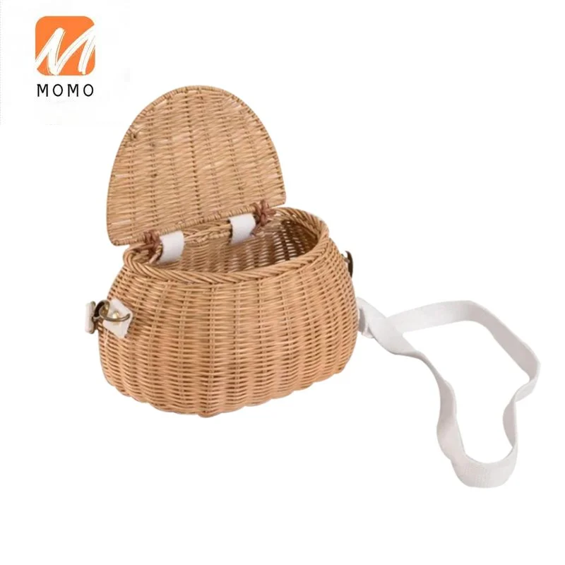 

Children's Small Back Basket Cute Hand-woven Rattan Backpack Baby Shoulder Storage Basket Fashion Basket Bags For Girls Rattan