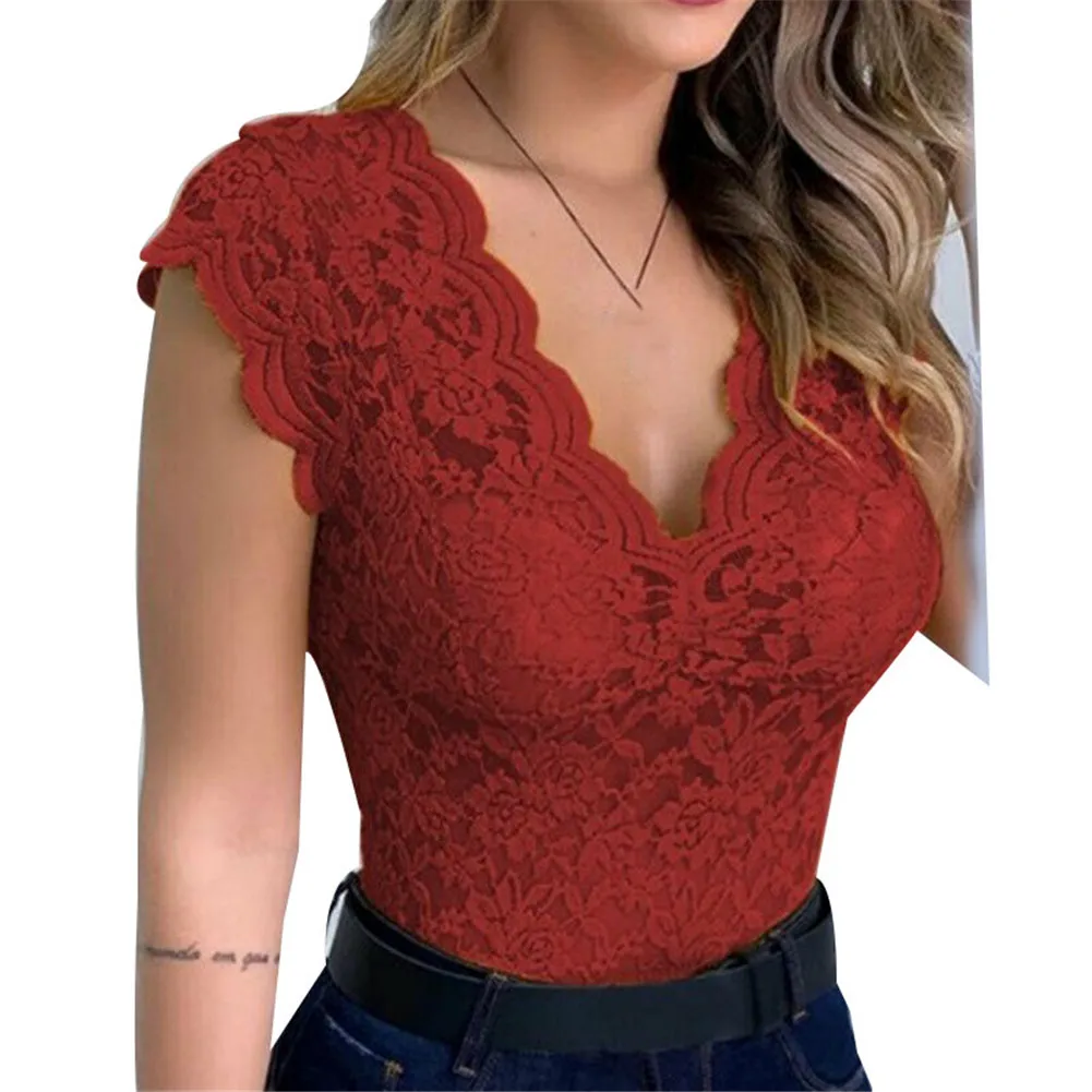 

Новое Сексуальное Женское платье без рукавов Кружевное платье полая Футболка Блузка без рукавов дамы зауженного кроя с треугольным вырезо...