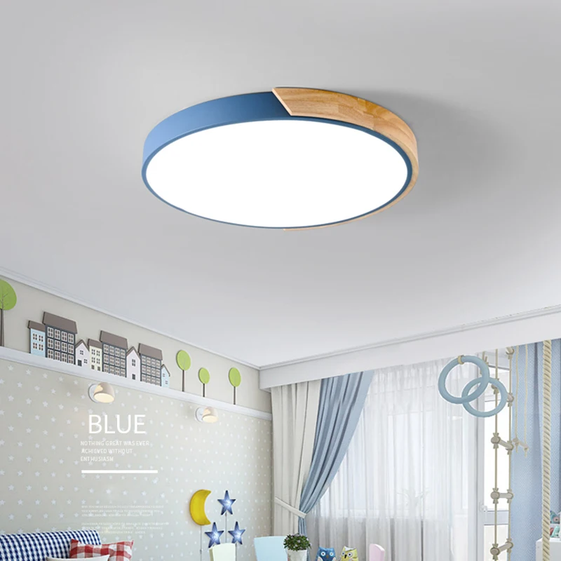 $28.79 Macaron 5cm Ultra-thin LED Ceiling Light For Living Room Dining Room Kid's room Remote Control Wood Ceiling Lamp