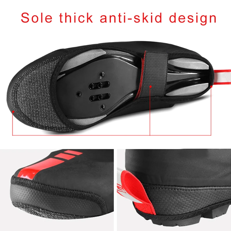 

Newly 1 Pair Bike Shoe Covers Cycling Overshoes PU Leather Waterproof Reflecetive Piece for Winter