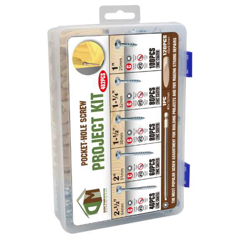 Набор винтов с карманным отверстием 5 размеров фреза деревянные винты