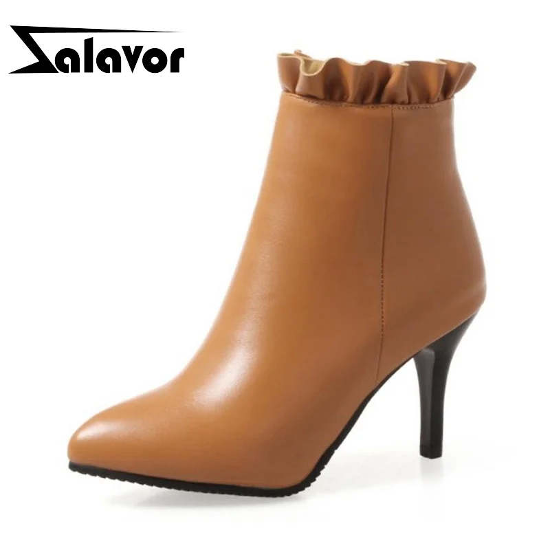 ZALAVOR/пикантные женские ботильоны на высоком каблуке размеры 32 47 ботинки с острым