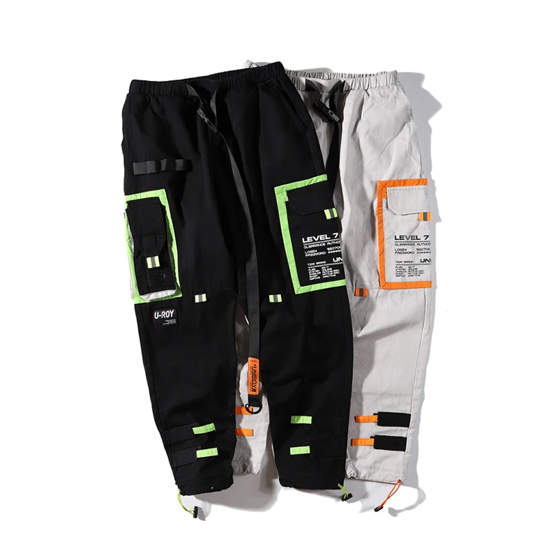 

Men's Color Block Multi Pockets Pants Hip Hop Cargo Harem Jogger Pant Fashion Harem Streetwear Casual Track Trousers Hipster Men