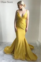 yellow mermaid prom dress sweep train sexy deep v neck backless spaghetti straps simple elegant evening dress %d0%ba%d0%be%d0%ba%d1%82%d0%b5%d0%b9%d0%bb%d1%8c%d0%bd%d1%8b%d0%b5 %d0%bf%d0%bb%d0%b0%d1%82%d1%8c%d1%8f
