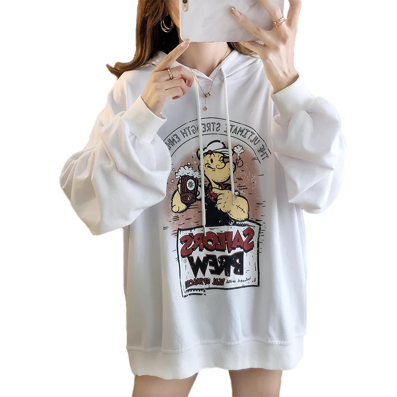 Весенне-осенний худи с принтом из мультфильма свободный свитер в стиле хип-хоп