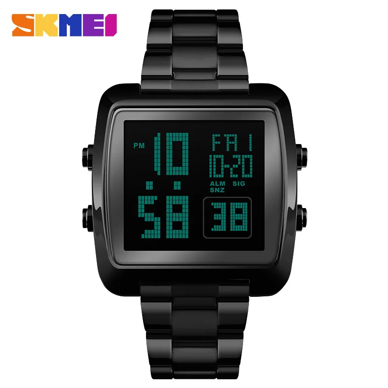 

SKMEI1369 men's electronic watch steel belt outdoor sports watch luminous alarm clock time watch