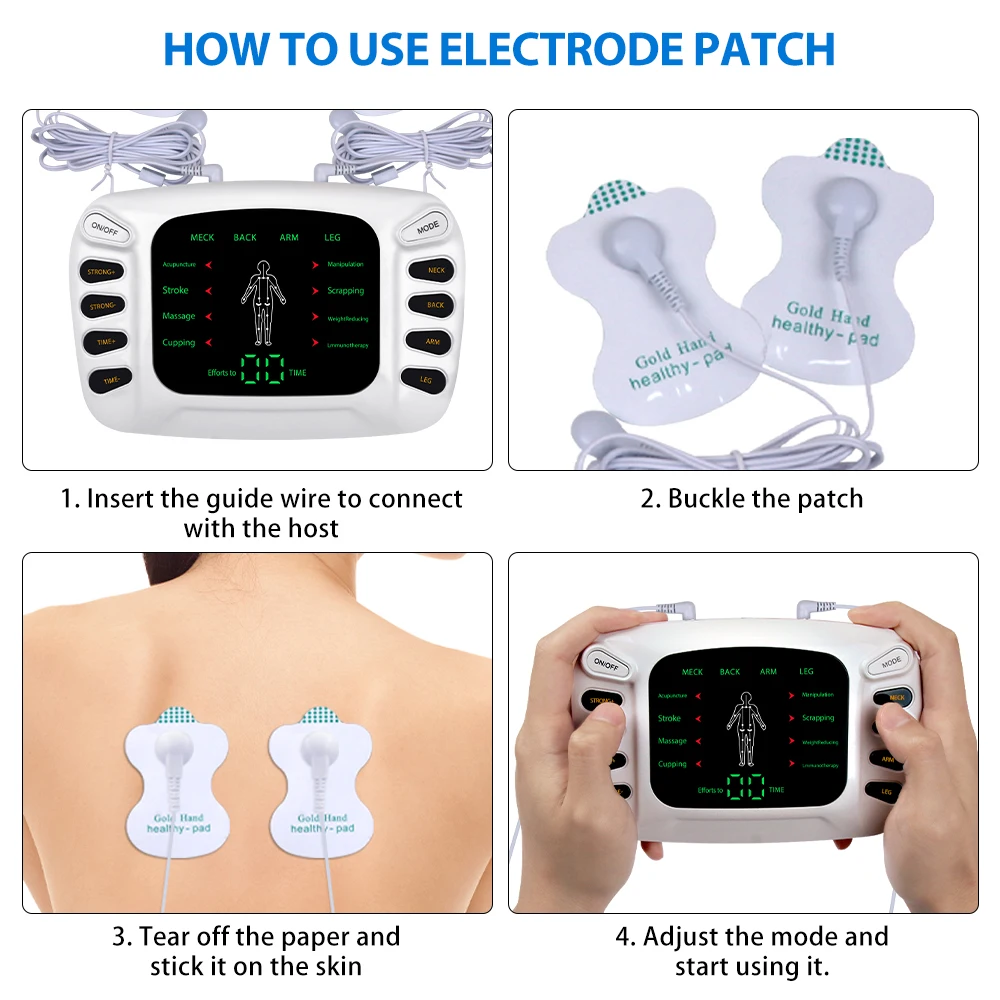 

Eletric Compex Muscle Stimulator EMS Pulse Acupuncture Digital Physiotherapy TENS Machine Massager For Body Best Pain Relief Pad