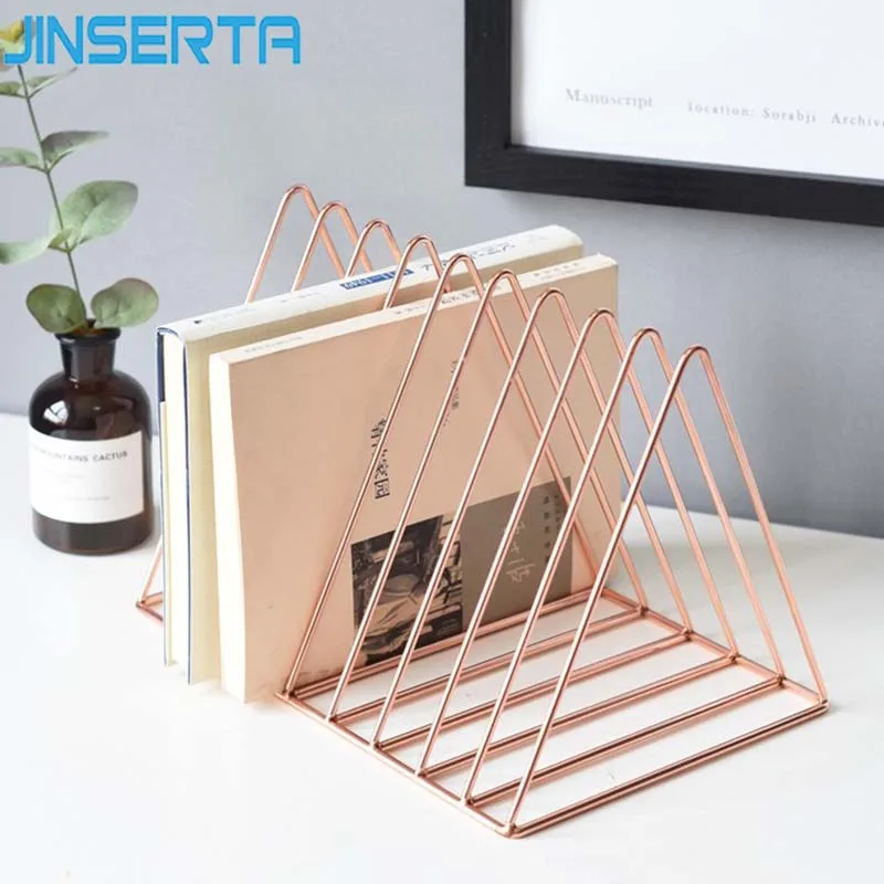 JINSERTA, розовое золото, книжная полка, настольная, металлическая, книжный блок, для офиса, газет, журналов, стеллаж для хранения, домашний декор, Золотая полка