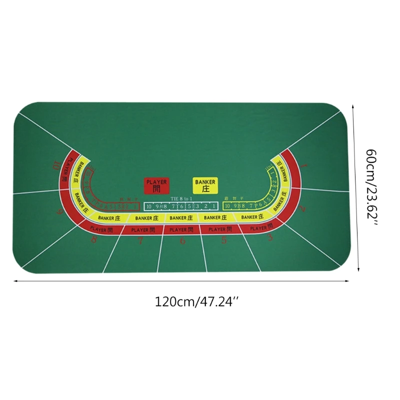 

77HC 1.20.6m Casino Table Mat Rubber Poker Mat Baccarat Dice Blackjack Desk Pad Party Board Game Tablecloth