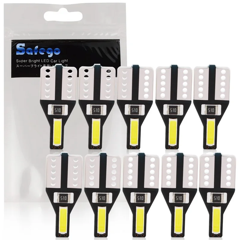 Safego 10 шт. W5W T10 194 168 светодиодный Автомобильный Интерьер лампочки 2 SMD 7020 Авто