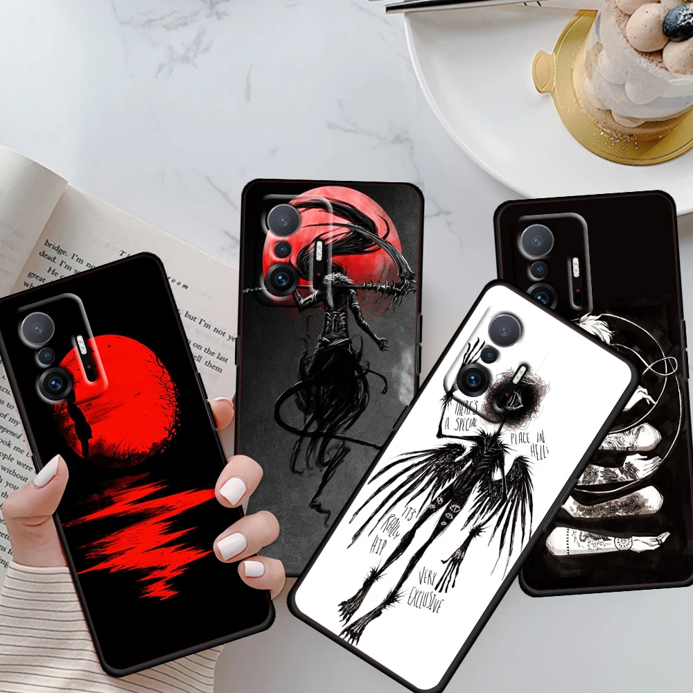 

Black fantasy art For Xiaomi Mi 11 10 Ultra 11T 10T Note 10 Lite 11i 10i 10S 5G Soft Black Phone Case Cover Shell