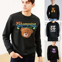 mens o neck black long sleeve pullover cute bear print hoodie harajuku street mens youth sweatshirt boy thin pullover