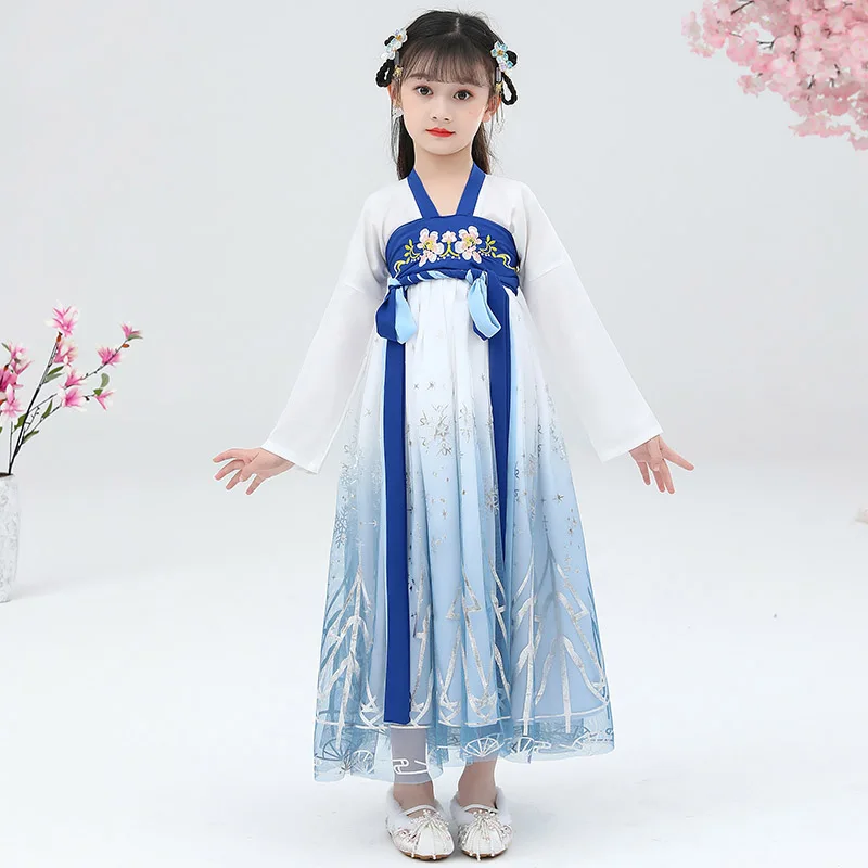 

2022 Traditional Chinese Dress For Kids Fairy Hanfu Folk Dance Outfit Festival Clothing Stage Costume Classical Dance Wear
