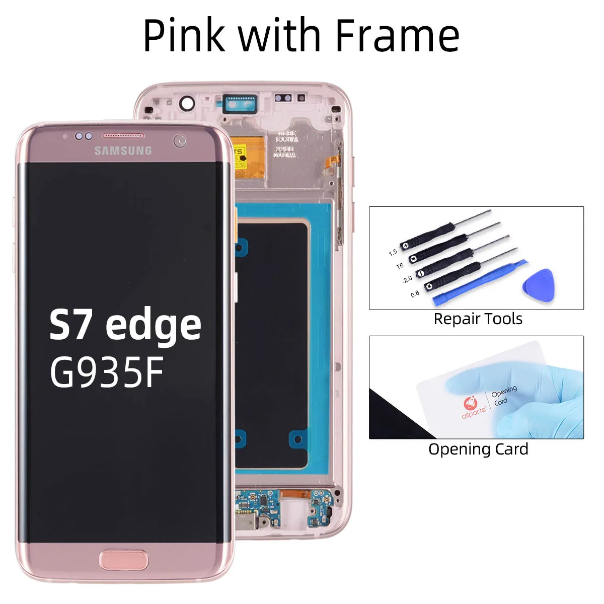 S7 edge Pink Frame Супер AMOLED дисплей для SAMSUNG Galaxy S7 Edge lcd кодирующий преобразователь сенсорного экрана в сборе с рамкой G935F G935 S7 G930F - Цвет: S7 edge Pink Frame