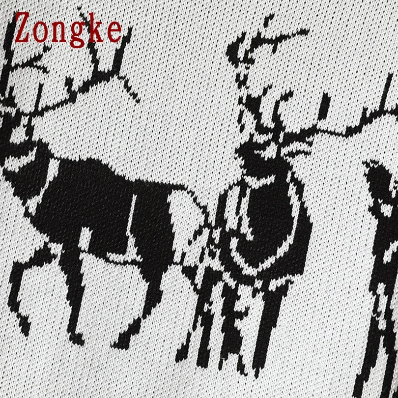 

Zongke Knitted Christmas Sweater Men Winter Mens Clothes Pullover Mens Sweaters Elk Harajuku Sweater 2021 New Arrivals M-3XL