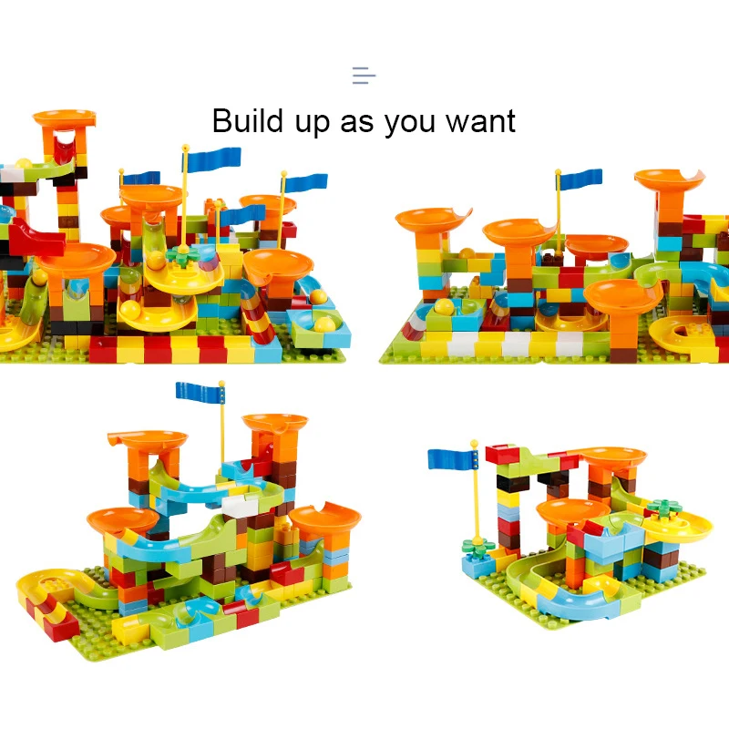 

marble run slide building blocks sets 80 pcs 320 pcs big size bricks duploed compatible with top brand kids toys for children