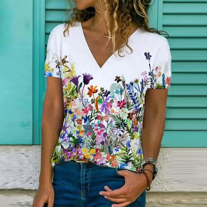 Женская летняя модная футболка с v образным вырезом и рисунком лимон размера плюс