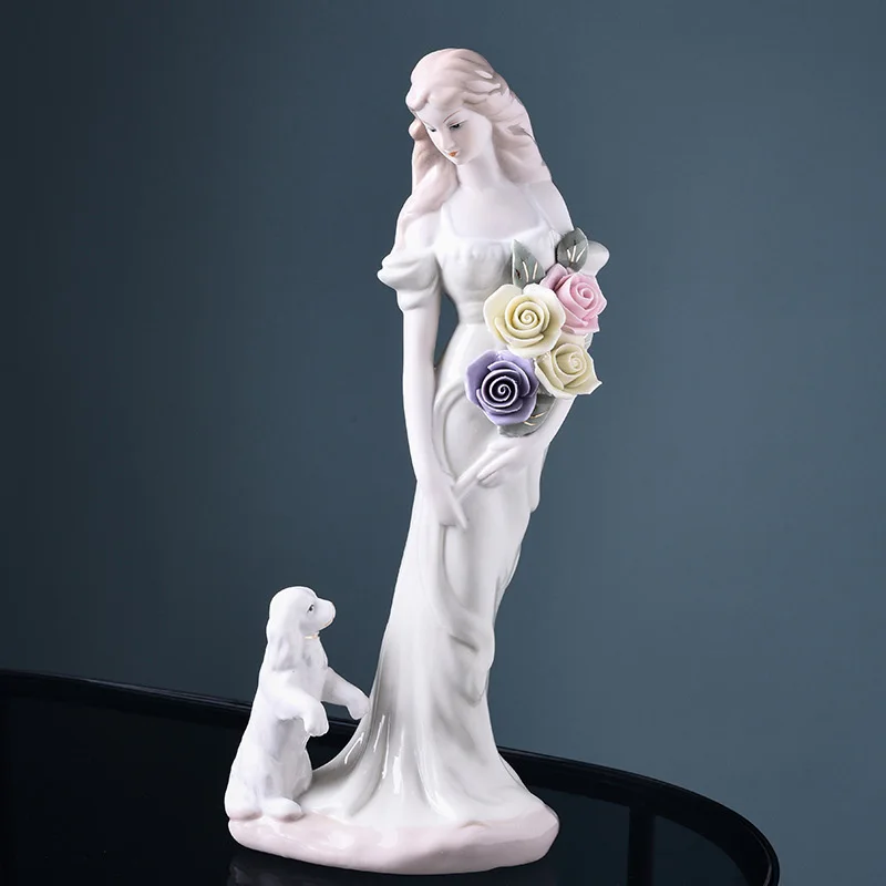 

Ceramic Statue Sculpture Retro Female Home Decoration Suitable for Wedding Gifts Girls Gifts Ceramic Crafts