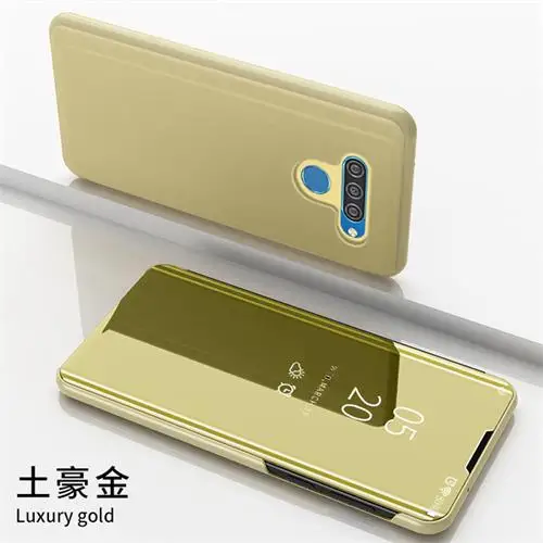 Golden Противоударный чехол для LG Q60 роскошное умное зеркало откидная крышка на LG K50 Fundas на LG K12 Prime Coque LG K12 Max - Цвет: Golden