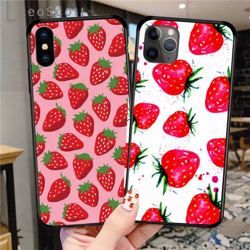 

Pink Cherries Cherry Strawberry Phone Case for iPhone 11 12 pro XS MAX 8 7 6 6S Plus X 5S SE 2020 XR Cover Funda Shell Coque