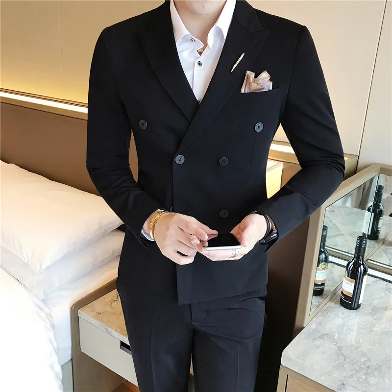 Plyesxale Slim Fit мужские s двойные приталенные пиджаки красный черный белый серый
