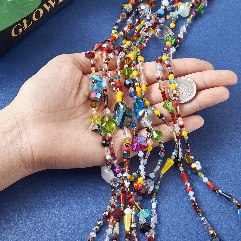 

10 Strands Glass Beads Faceted Flat Round Oval Heart Mixed Shape Colorful Loose Spacer Beads For DIY Jewelry Making Accessories