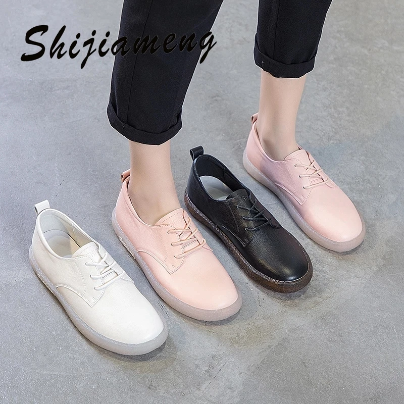 

Spring 2021 new style leather cow tendon soft sole small shoes shoes women's shoes shallow retro woman department flat shoes