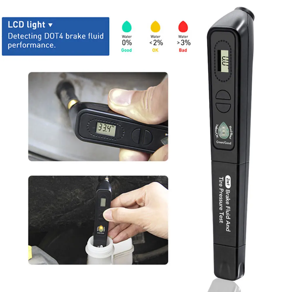 Vehemo Тестер давления в шинах 2в1 детектор тормозной жидкости тестер TPMS Точный