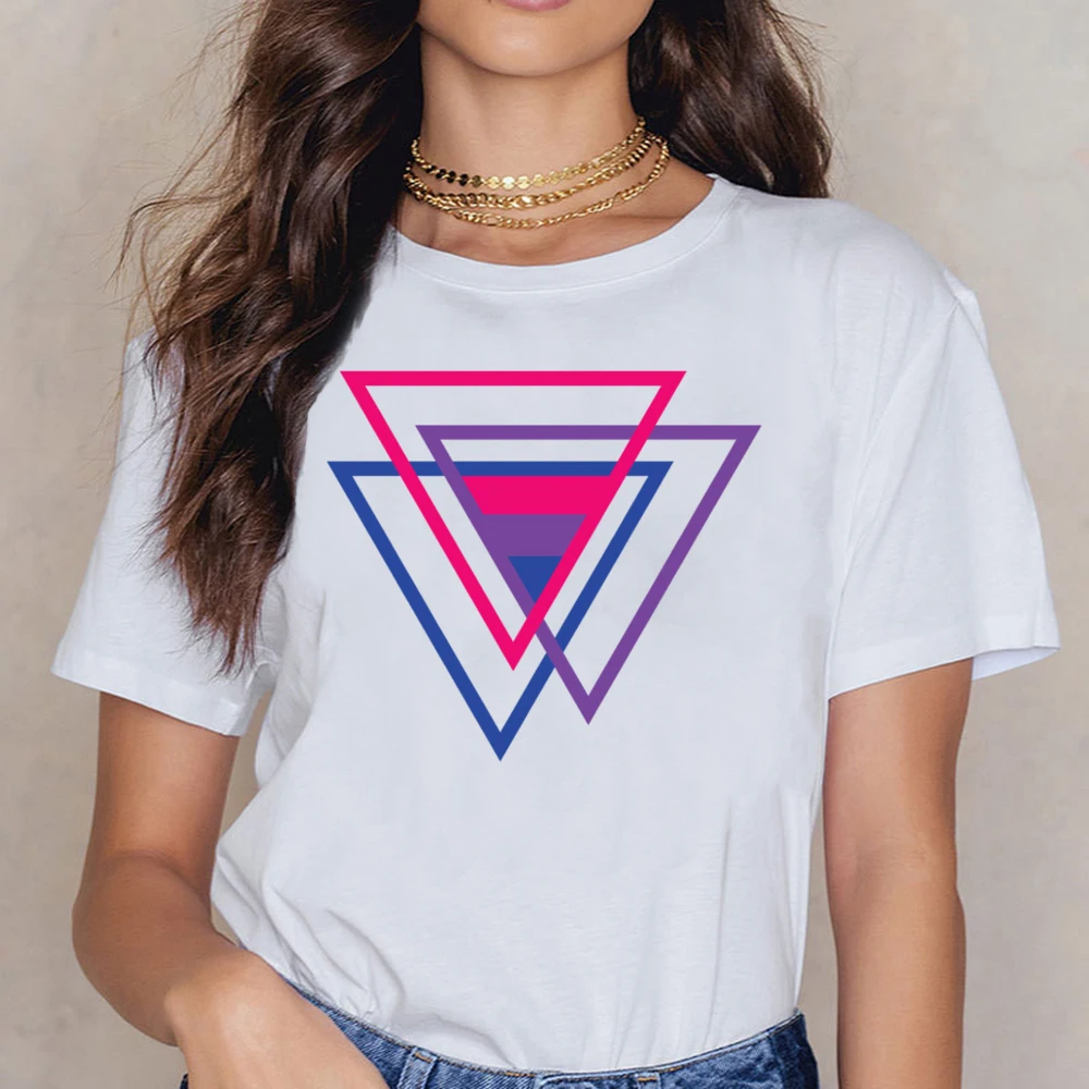 Топы Футболка Для женщин Bi гордость бисексуальный флаг в стиле хип хоп Винтаж