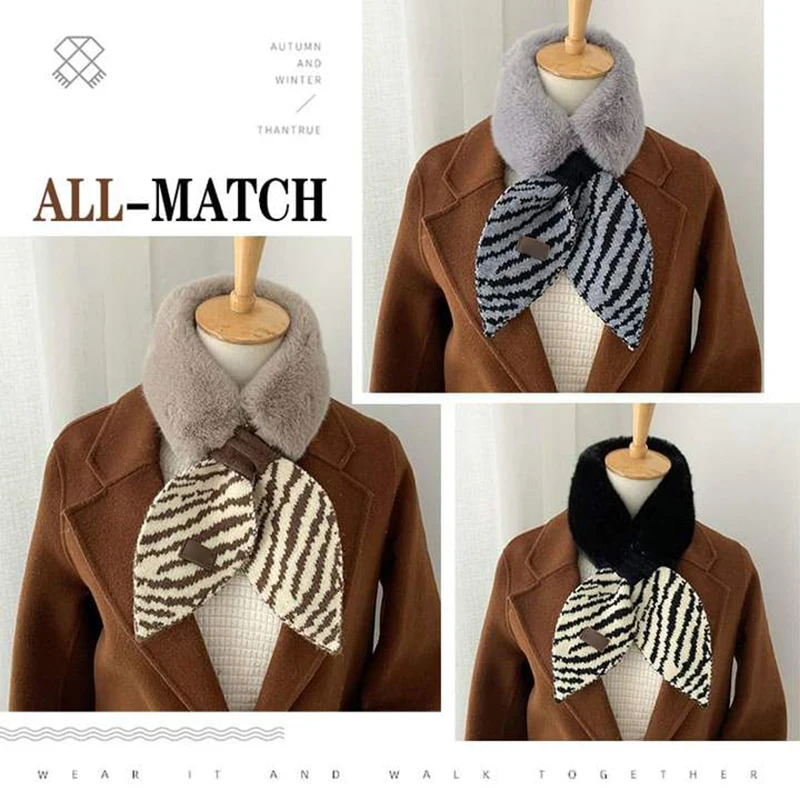 

2020 New Women's Knitted Scarf Neckerchief Women Fashion Thick Warm Plush Neck Collar Scarves for Ladies d88
