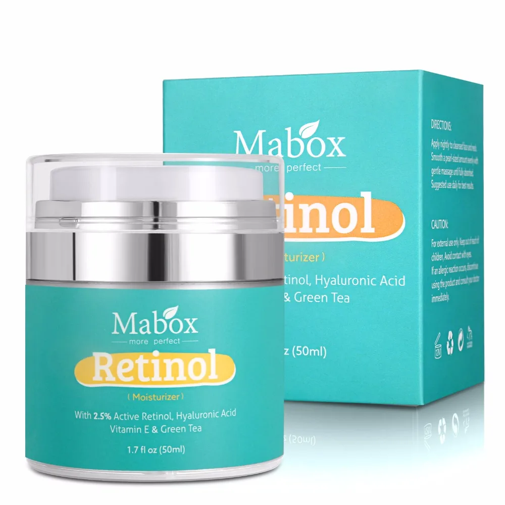 

50ml Mabox Retinol Moisturizer Day Cream For Face Vitamin E Collagen Retin Serum Wrinkles Acne Hyaluronic Acid