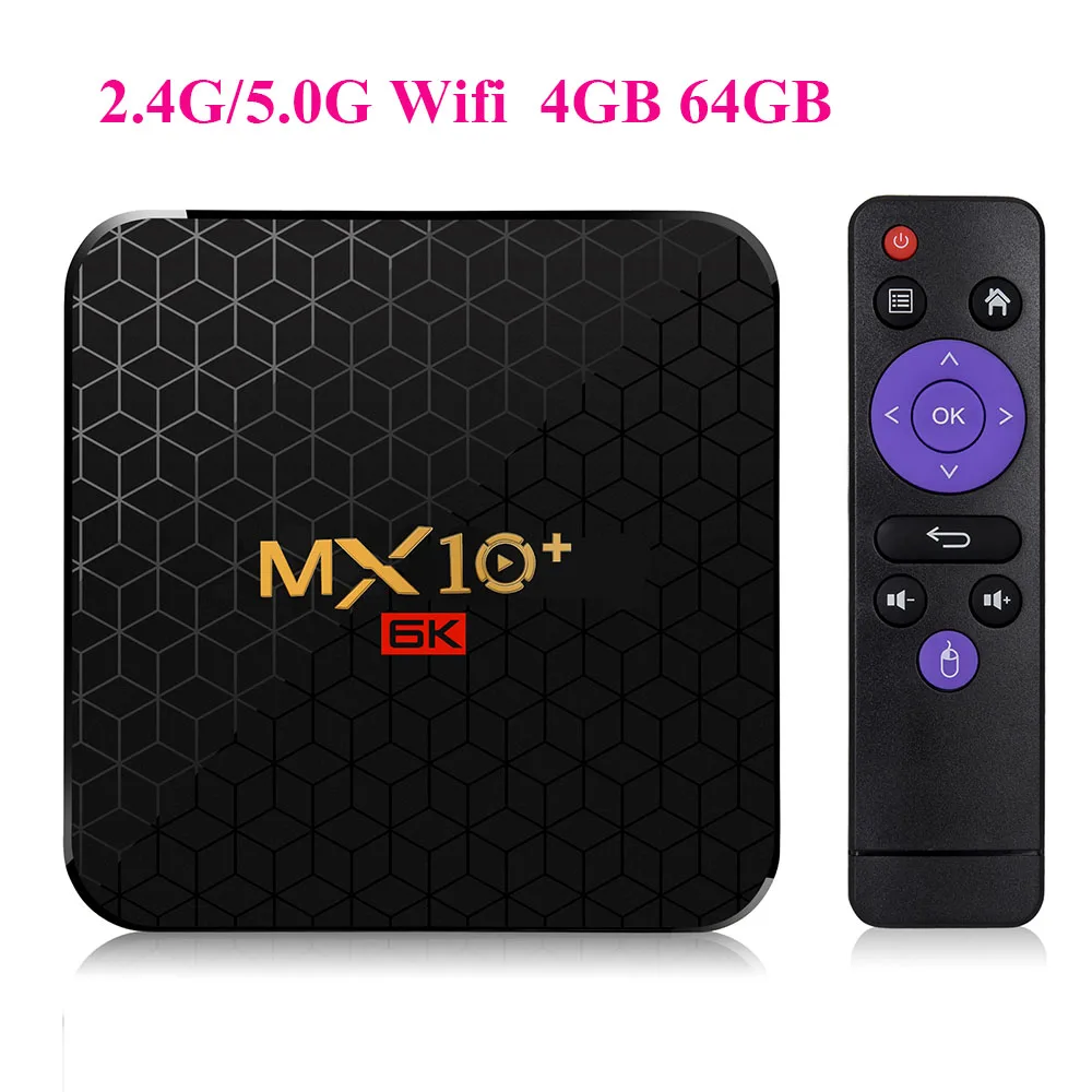 Smart tv box MX10 PRO Android 9,0 Allwinner H6 UHD 4K Media Player 6K Изображение декодирования 4 Гб оперативной памяти, 32/64GB 2,4G WiFi ТВ приставка android smart - Цвет: Plus 64GB dual wifi