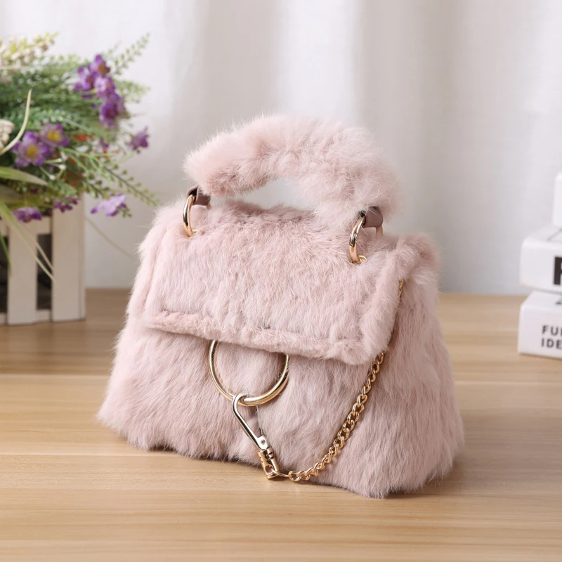 Женская сумка-Кроссбоди из натурального кроличьего меха с верхней ручкой | Багаж