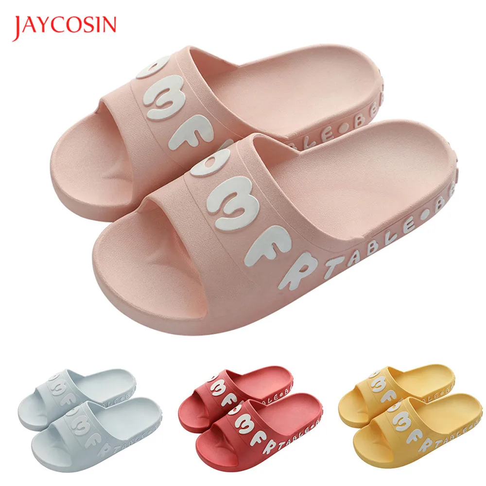 Jaycosin/женские тапочки с буквенным принтом Домашние летние шлепанцы Женские