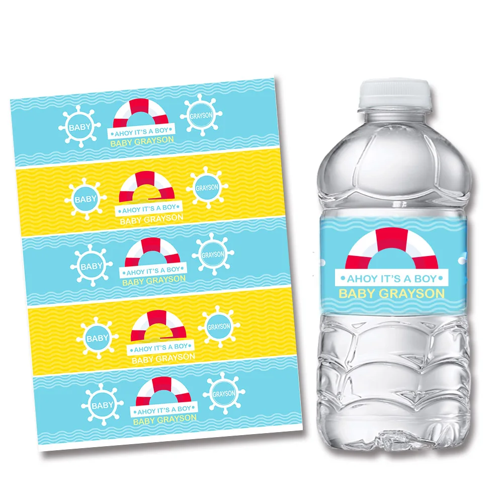 20 шт./лот морской детский душ бутылки воды этикетки конфеты бар обертка на заказ