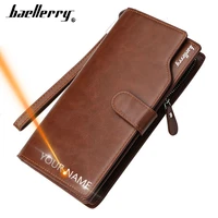 2020 baellerry men wallets name engraving long style high quality male purse card holder zipper pu leather wallet for men