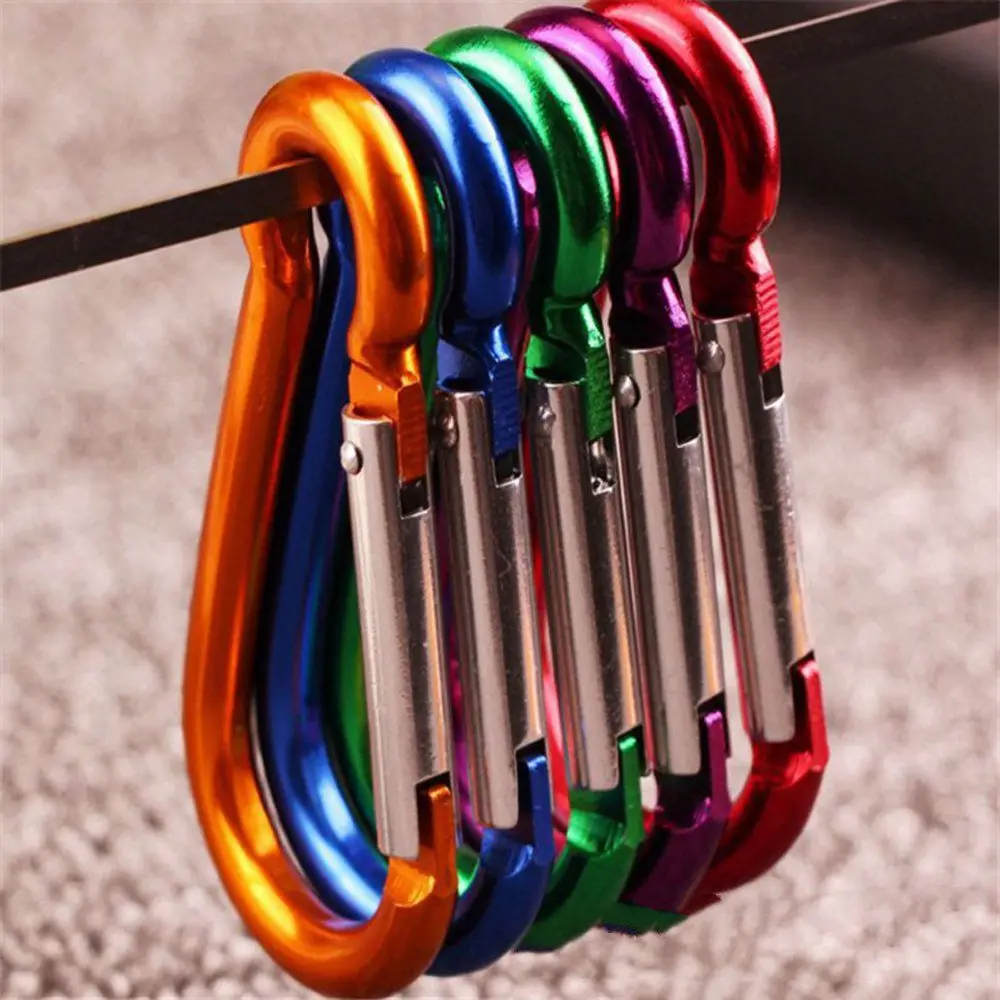 

5Pcs Multicolor Aluminum Alloy Carabiner Heart Round Shaped Keychain Camping Carabiner Lock Hook Buckle Outdoor Climbing Tools