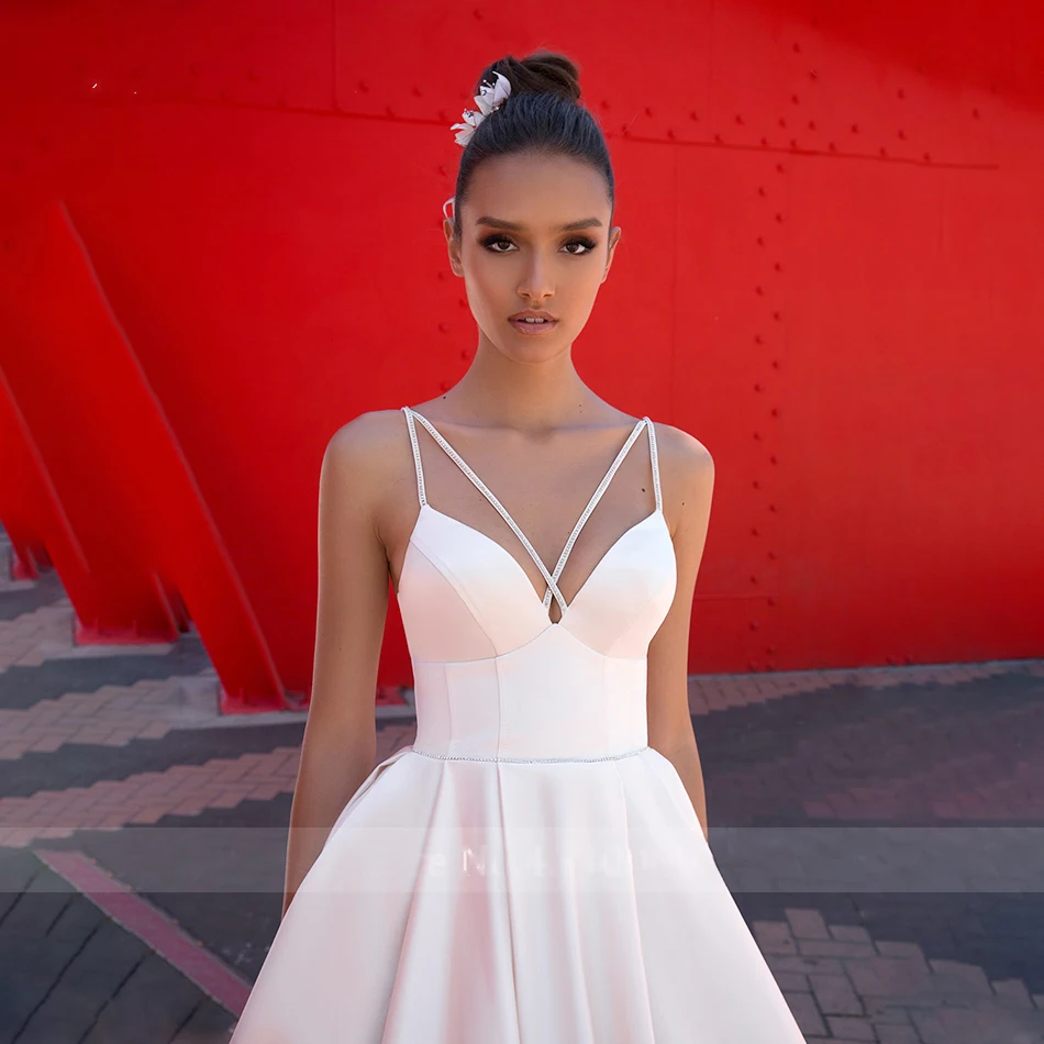 BAZIIINGAAA роскошное свадебное платье без рукавов с v-образным вырезом и открытой