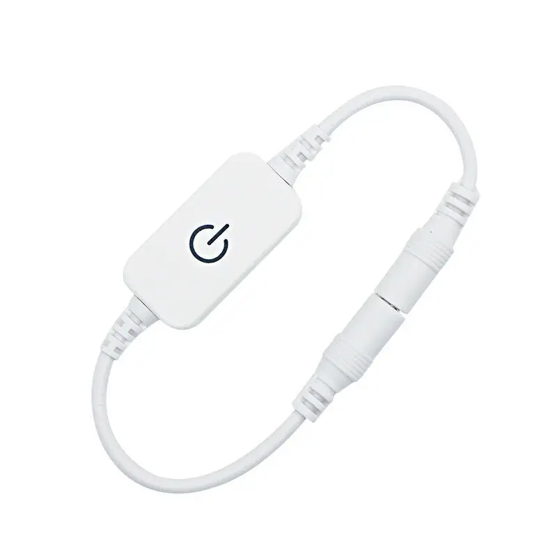 Светодиодный выключатель, женский и мужской кабель питания, разъем постоянного тока 5,5x2,1 мм, белый/черный, кнопочный диммер, переключатели для светодиодных лент, лампы