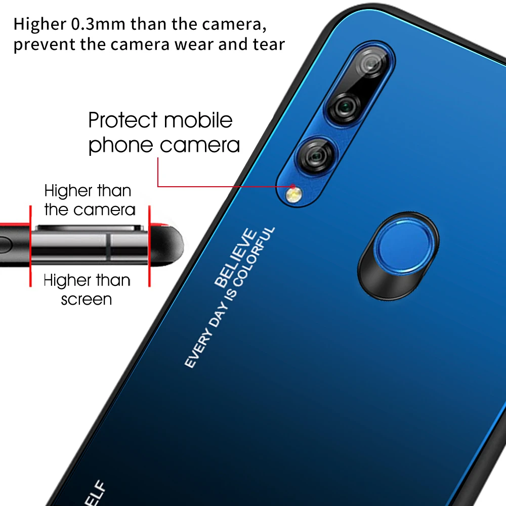 Для Huawei Honor 8X 9X Pro 20 10 Lite градиентный чехол из закаленного стекла для цветной