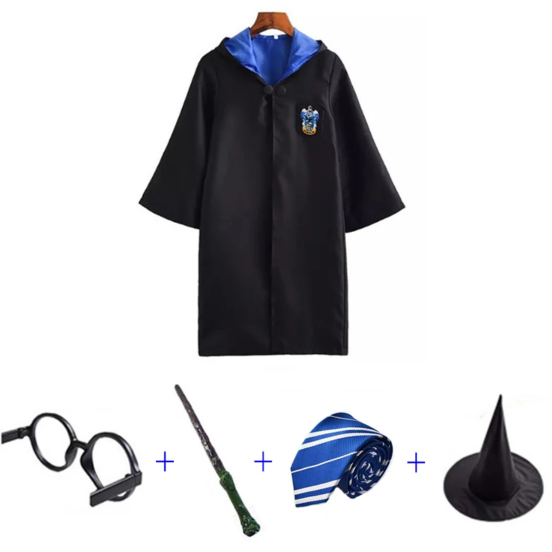 Ravenclaw hats 5pcs Костюмы для косплея, костюмы Поттера, волшебный халат, плащ, костюм Хогвартс, Униформа, плащ Гриффиндор Слизерин, Рейвенкло, хаффлпуф, Хэллоуин - Цвет: Ravenclaw hats 5pcs