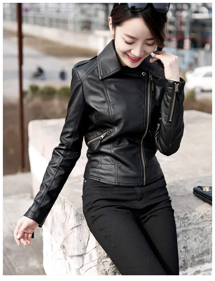 Top selling product in 2020 Lady leather coat Stylish clothes Women leather jacket  PU short jackets Spring / autumn Outwear 82