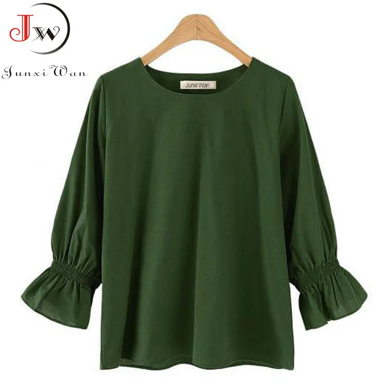 Женская блузка с круглым вырезом размера плюс 5XL рубашка буфами на рукавах
