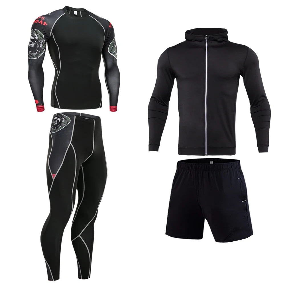 Running Men’s Thermal Underwear Underpants Set Sports Compression Suit Sportswear Men’s Fitness Slim Jogging Basic Layer Set