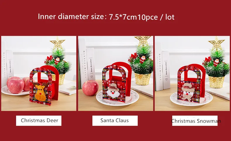 

10 Pcs New Fabric Apple Christmas Tote Bag Sugar Box Christmas Eve Christmas Fruit Bag Gift Packaging Bag Kids Candy Bags