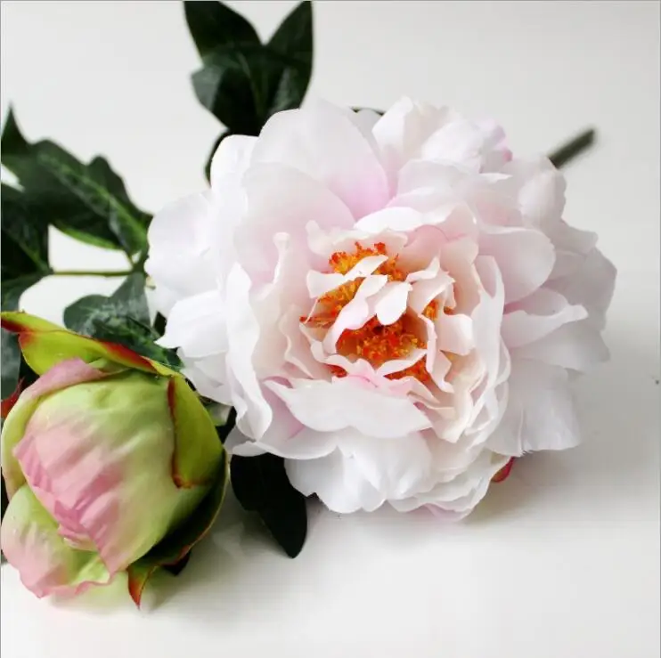 Type 1 pink Йо Чо Настоящее прикосновение День рождения Рождество Декор Искусственный шёлковый Пион цветок 2 головы Роза Свадебная часть украшения лист цветок - Цвет: Type 1 pink